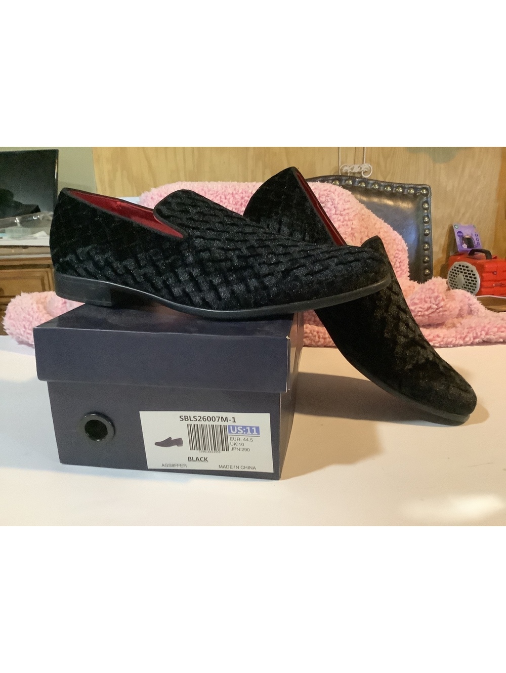 Bruno Marc Men's Black Velvet Loafers Size US 11